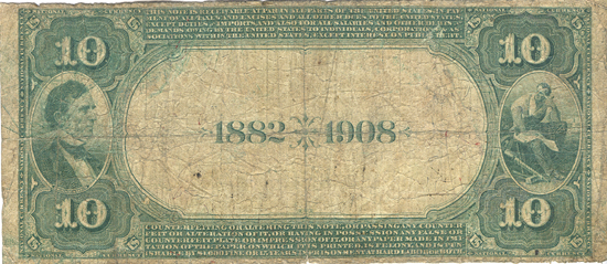 1882 $10.00. Big Timber, MT Charter# 4932 Date Back. VG.