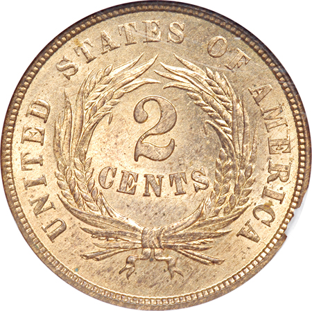 1864 Large Motto. NGC MS-64 RD.