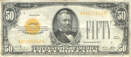 1928 $50.00. VF.