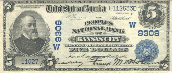 1902 Blue Seal Kansas City KS Charter# 9309 VF