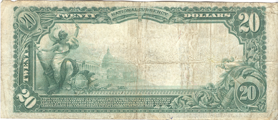 1902 $20.00. Fond du Lac, WI Charter#555 Blue Seal. F.