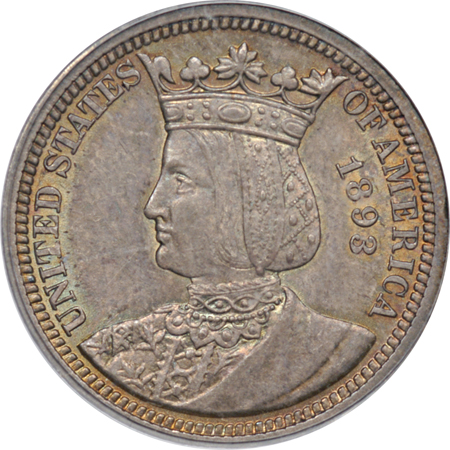 1893 Isabella Quarter. PCGS MS-64.