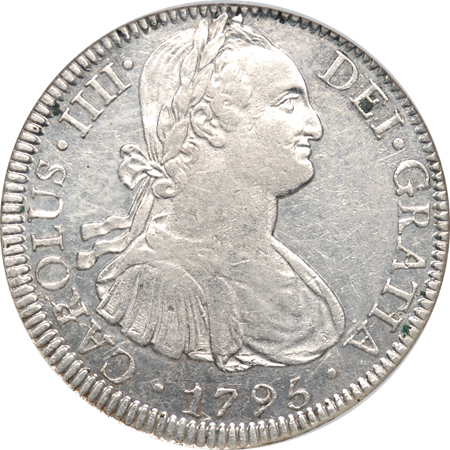 1795 Mexico City Mint (MO FM) 8 Reales. NGC AU-58.