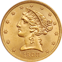 1908 Liberty. PCGS MS-64.