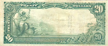 1902 $20.00. Metropolis, IL Charter# 3156 Blue Seal. VF.