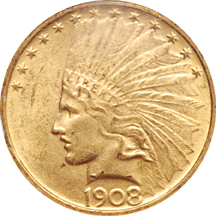 1908 No Motto. NGC MS-62.