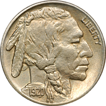 Two Buffalo Nickels. MS-60.