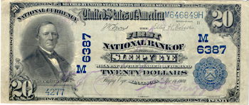 1902 $20.00. Sleepy Eye, MN Charter# 6387 Blue Seal. VF.