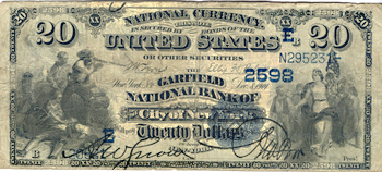 1882 $20.00. New York, NY Charter# 2598 Date Back. F.