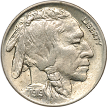 Five Uncirculated Buffalo Nickels.