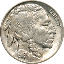 Nine Buffalo Nickels. Uncirculated.