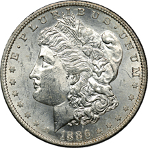 Two Morgan Silver Dollars.