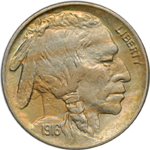 Twelve Buffalo Nickels. MS-63.