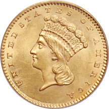 1861 PCGS MS-64.