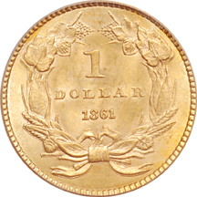 1861 PCGS MS-64.