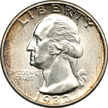 Two Washington Quarters. MS-65.