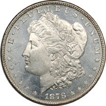 Two 1878 Morgan Silver Dollars. MS-64+ PL.