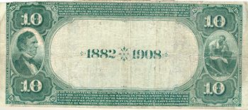 1882 $10.00. Paris, MO Charter# 5794 Date Back. F.