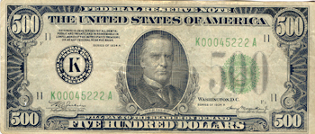 1934-A $500.00 Dallas. VF.