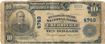 1902 $10.00. Cherryvale, KS Charter# 4749 Blue Seal. Good.