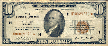 1929 $10.00 St. Louis Star. F.