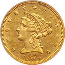 1874 PCGS MS-61.