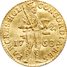 1763 Hollandia (Netherlands) Gold Ducat. ACG MS-60.