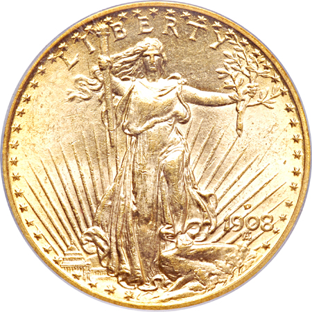 1908-D No Motto. PCGS MS-63.