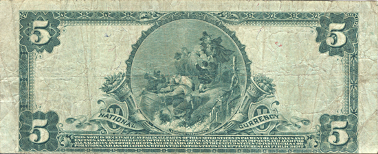 1902 $5.00. Kirksville, MO Charter# 8276 Blue Seal. F.