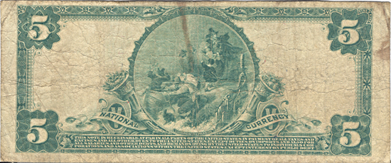 1902 $5.00. Cainesville, MO Charter# 8407 Blue Seal. VG.