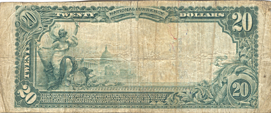 1902 $20.00. Unionville, MO Charter# 3137 Blue Seal. F.