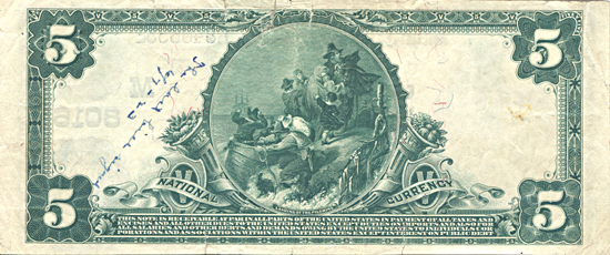 1902 $5.00. Webb City, MO Charter# 8016 Blue Seal. VF.