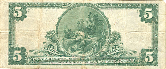 1902 $5.00. Monett, MO Charter# 5973 Blue Seal. F.