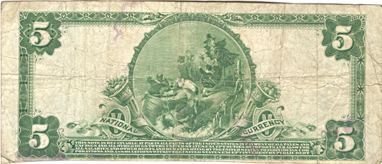 1902 $5.00. Granite City, IL Charter# 6564 Blue Seal. F.