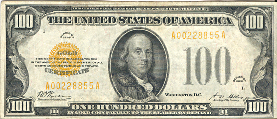 1928 $100.00.  VF.