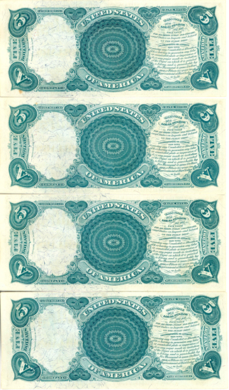 Four Sequential 1875 $5.00.  CU.