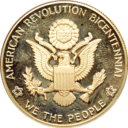 1976 1-5/16" National Bicentennial Gold Medal. PF-62.