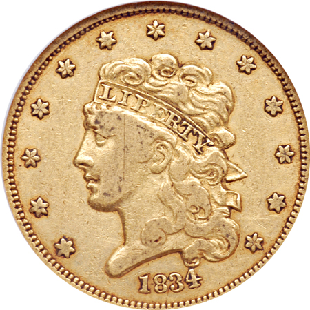 1834 Plain 4. NGC XF-40.