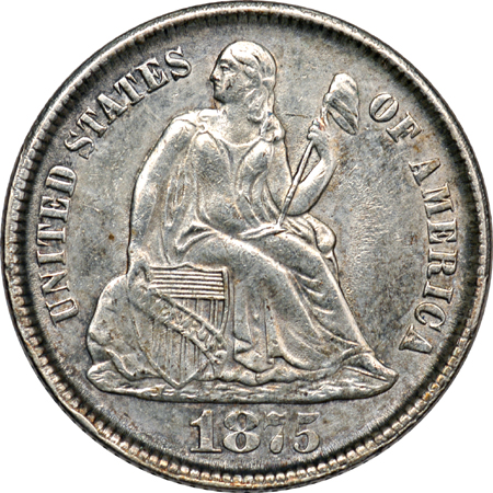 Eight Seated Liberty Dimes.