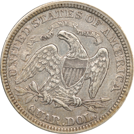 Four Seated Liberty Quarters.