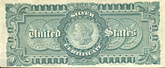 1886 $5.00.  XF.