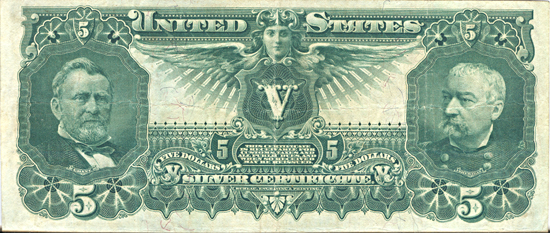 1896 $5.00.  VF.