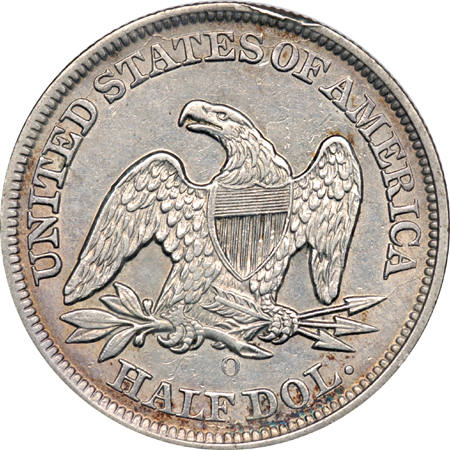 Four Seated Liberty Half Dollars.