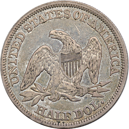 Three Seated Liberty Half Dollars.