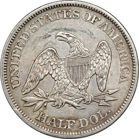 Four Seated Liberty Half Dollars.