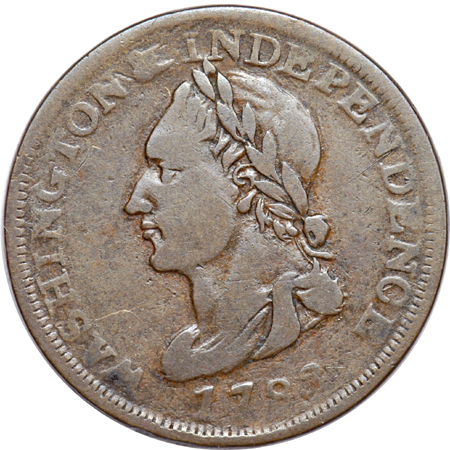 1783 Washington "Unity States" Cent. Baker-1, Breen-1188, Vlack-27-W, R-1. VF-20.