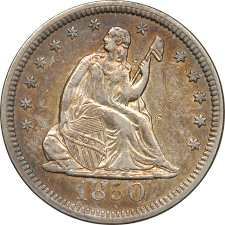 Four Seated Liberty Quarters.