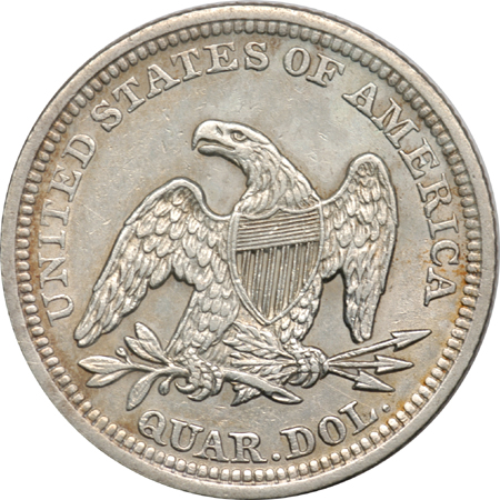 Four Seated Liberty Quarters.