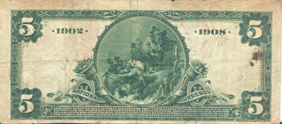 1902 $5.00. Memphis, TN Charter# 10540 Blue Seal Date Back. F.