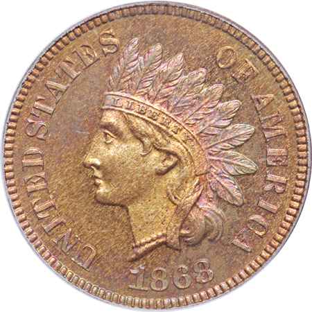 1868 PCGS PF-64 RB.